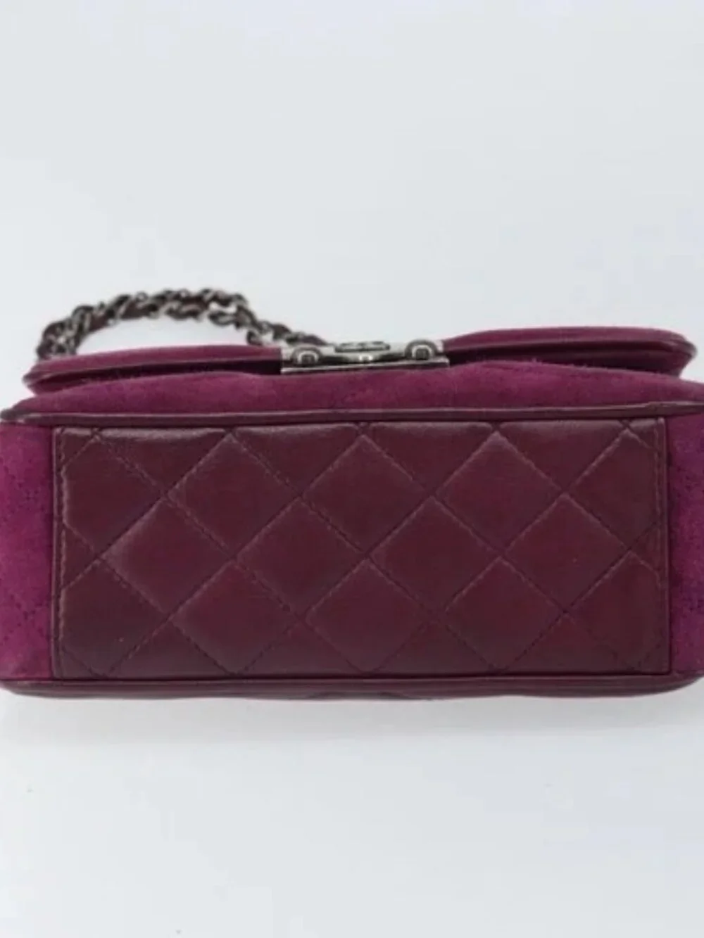 CHANEL Chain Shoulder Bag Suede Purple CC Auth